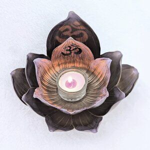 Studio Collections Lotus Flower Om T Light Candle Holder Set (NWOT)